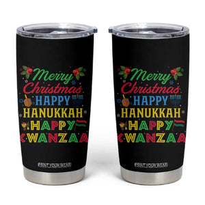 Merry Christmas Hanukkah Kwanzaa Tumbler Cup Funny Holiday Gift TS12 Black Print Your Wear