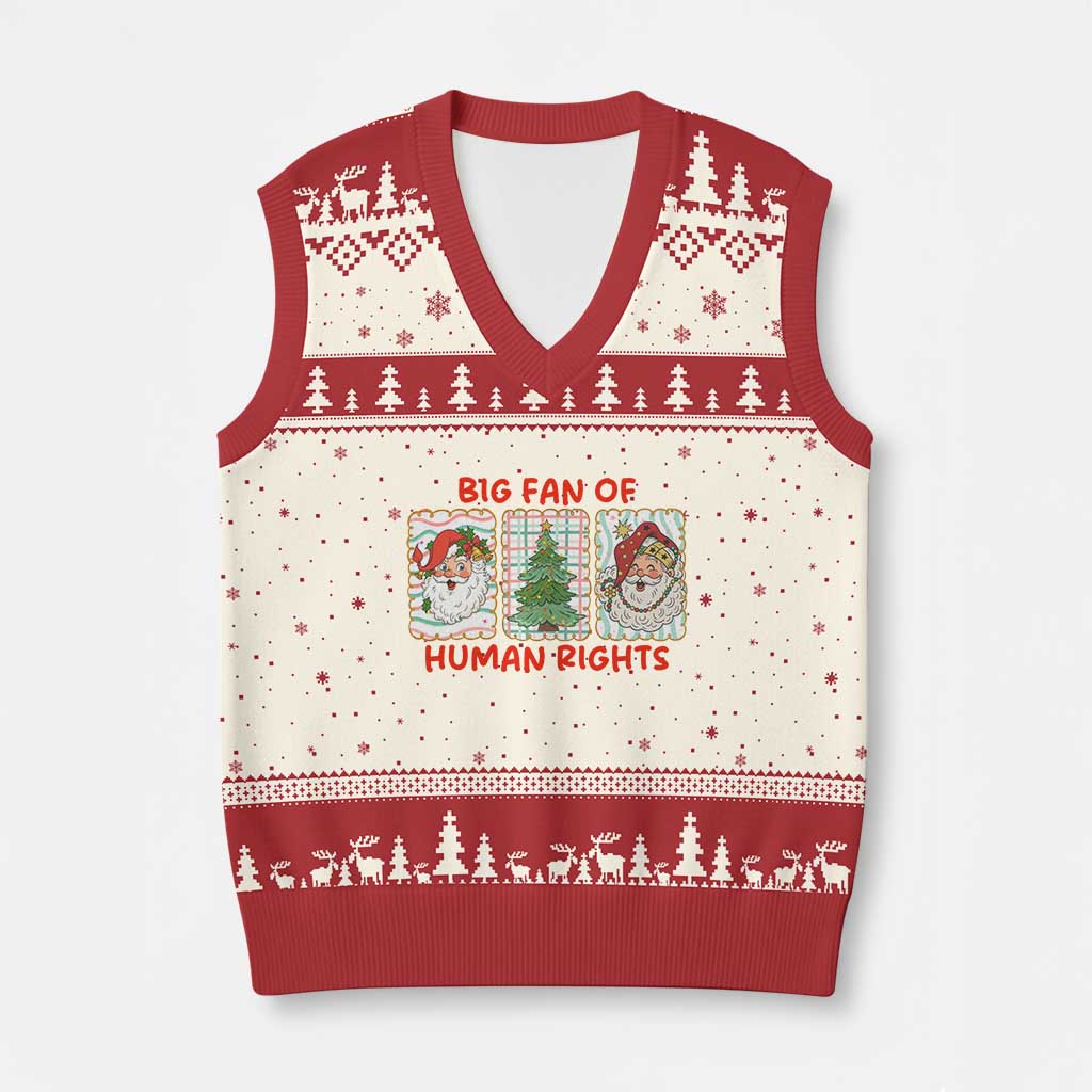 Big Fan Of Human Rights And Equality V-Neck Knit Sweater Vest Xmas Activism Gift TS12 Beige Red Print Your Wear