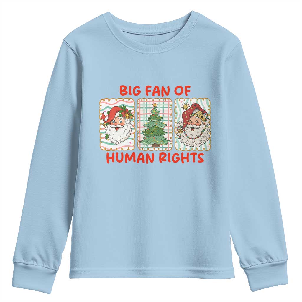 Big Fan Of Human Rights And Equality Youth Sweatshirt Xmas Activism Gift TS12 Light Blue Print Your Wear