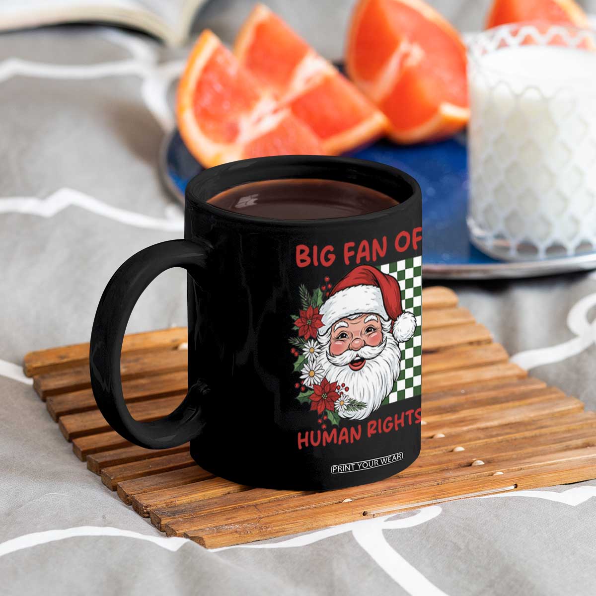 Christmas Cute Santa Big Fan Of Human Rights Gift Coffee Mug - Print Your Wear