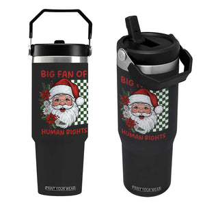 Christmas Cute Santa Big Fan Of Human Rights Gift Flip Straw Tumbler - Print Your Wear