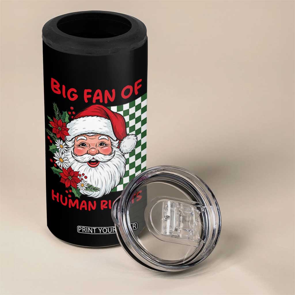 Christmas Cute Santa Big Fan Of Human Rights Gift 4 in 1 Can Cooler Tumbler - Print Your Wear