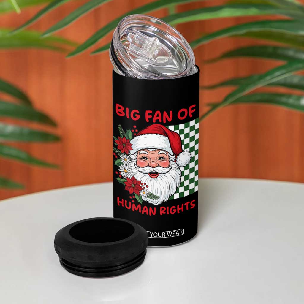 Christmas Cute Santa Big Fan Of Human Rights Gift 4 in 1 Can Cooler Tumbler - Print Your Wear