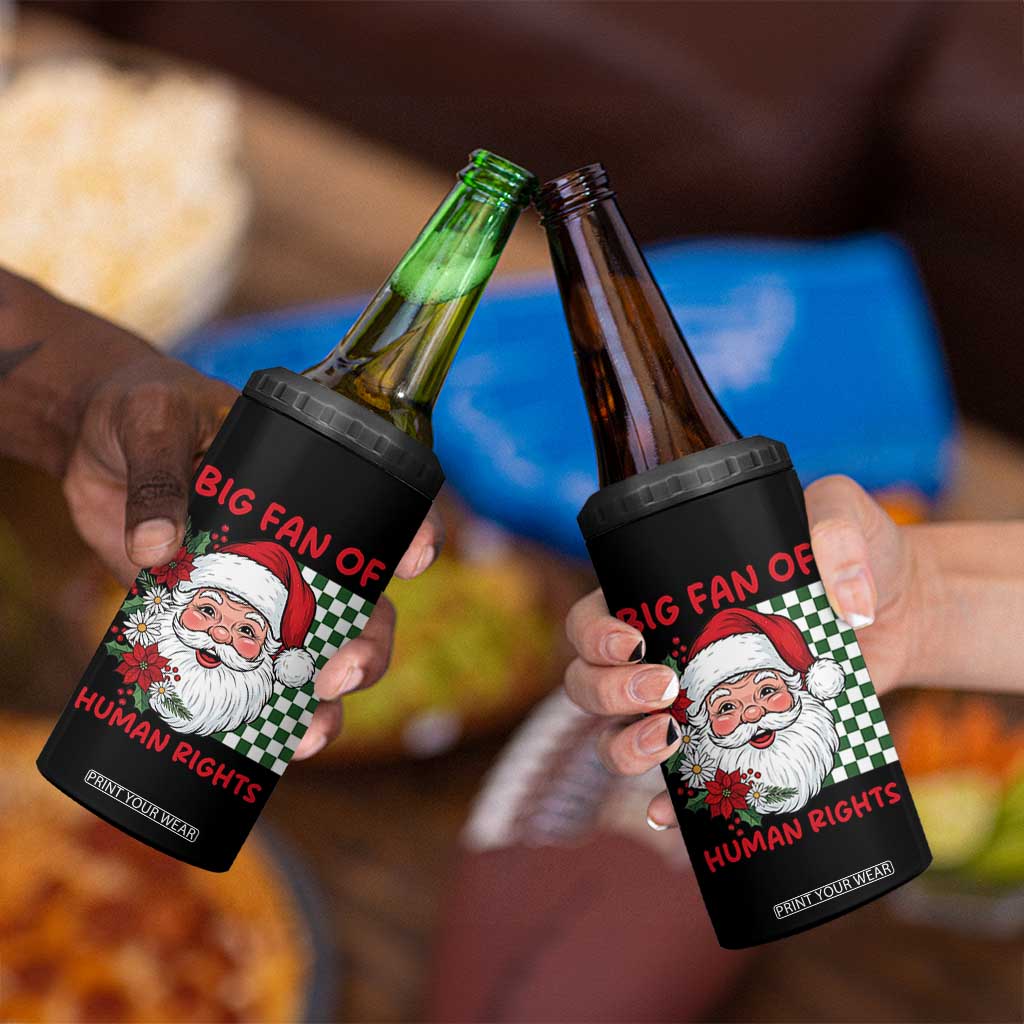 Christmas Cute Santa Big Fan Of Human Rights Gift 4 in 1 Can Cooler Tumbler - Print Your Wear