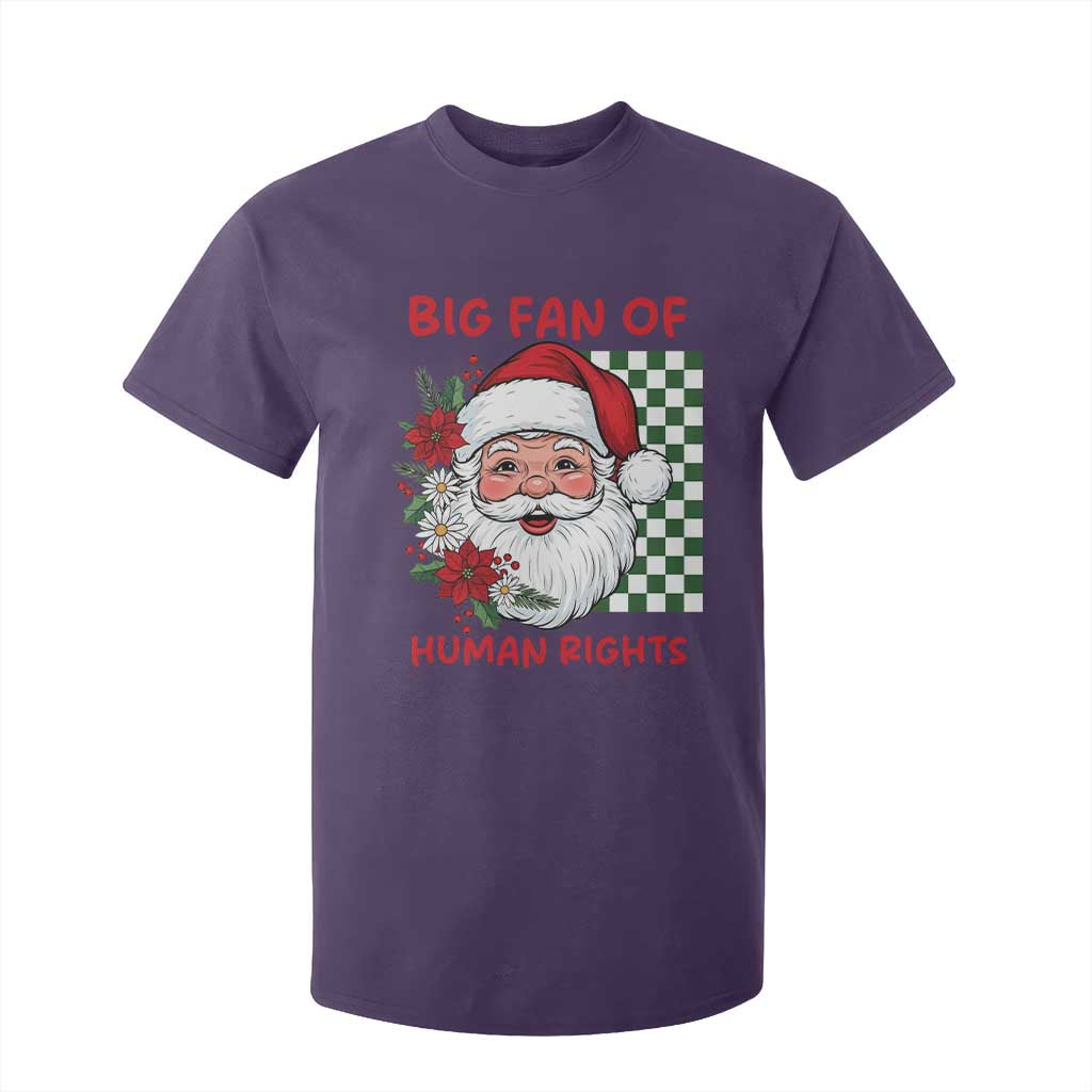 Christmas Cute Santa Big Fan Of Human Rights Gift T Shirt For Kid - Print Your Wear