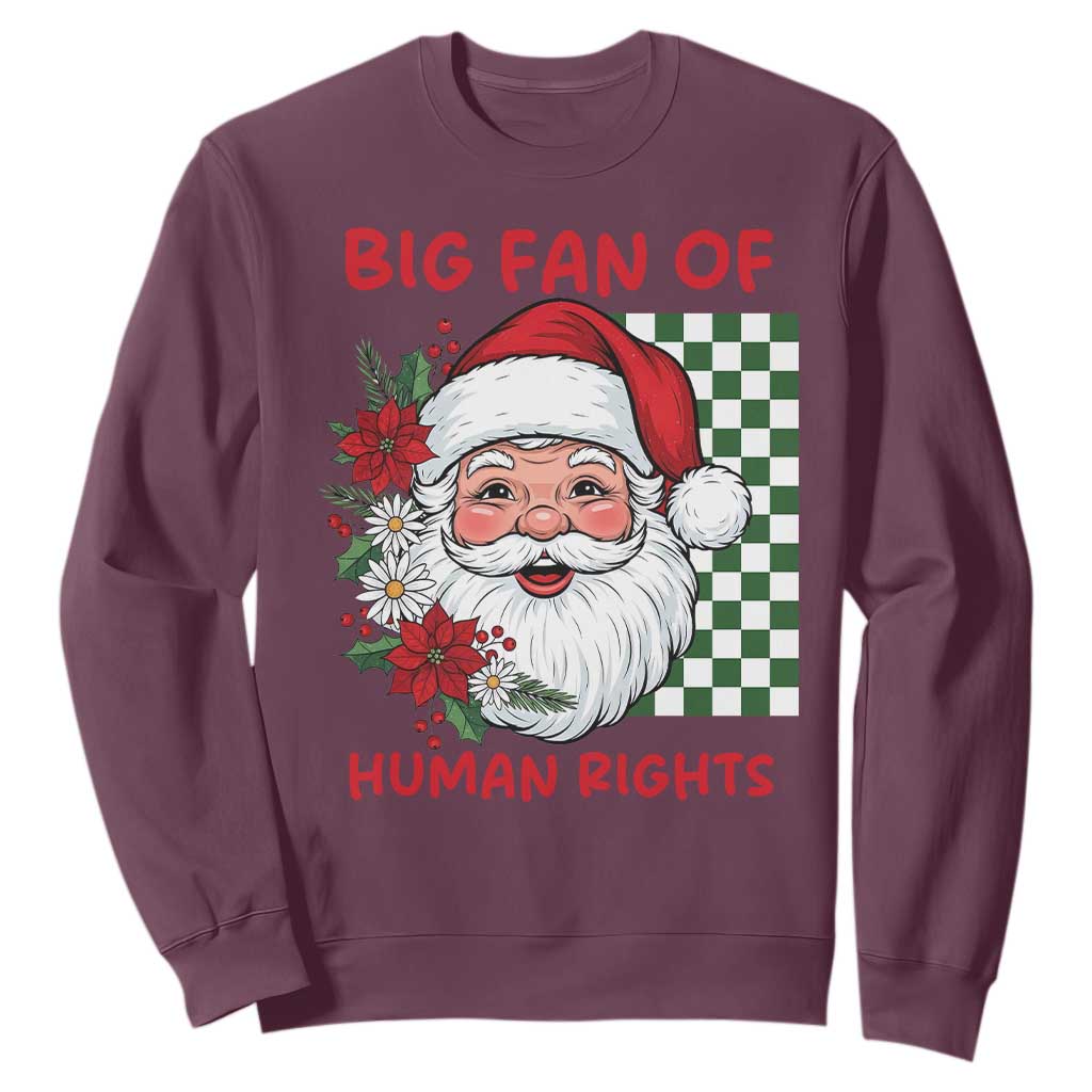 Christmas Cute Santa Big Fan Of Human Rights Gift Sweatshirt - Print Your Wear