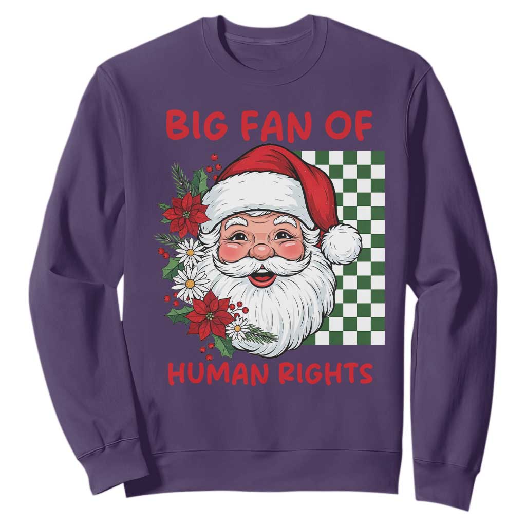Christmas Cute Santa Big Fan Of Human Rights Gift Sweatshirt - Print Your Wear