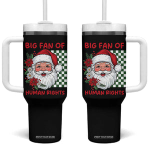 Christmas Cute Santa Big Fan Of Human Rights Gift Tumbler With Handle - Print Your Wear