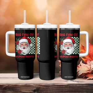 Christmas Cute Santa Big Fan Of Human Rights Gift Tumbler With Handle - Print Your Wear