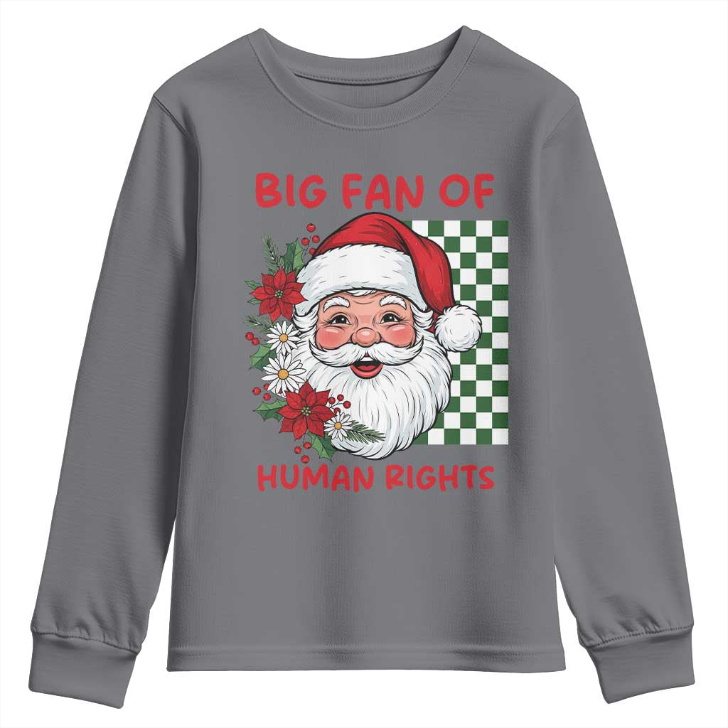 Christmas Cute Santa Big Fan Of Human Rights Gift Youth Sweatshirt - Print Your Wear
