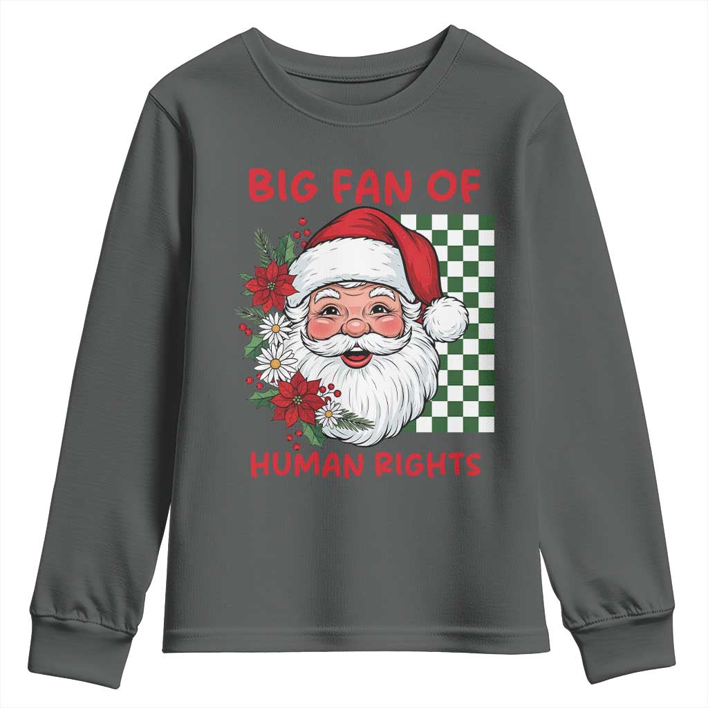 Christmas Cute Santa Big Fan Of Human Rights Gift Youth Sweatshirt TS12 Dark Heather Print Your Wear