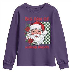 Christmas Cute Santa Big Fan Of Human Rights Gift Youth Sweatshirt - Print Your Wear
