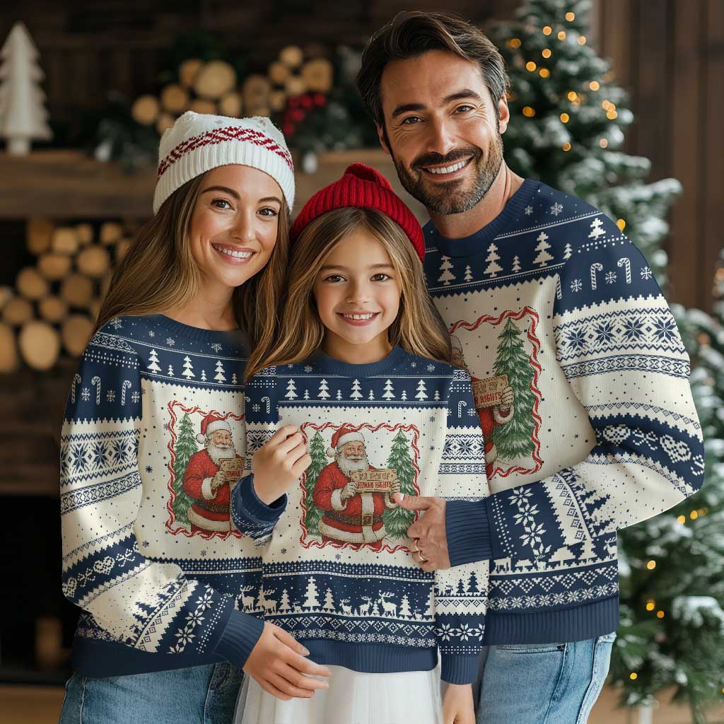 Xmas Gift For Big Fans Of Human Rights And Activism Ugly Christmas Sweater TS12 Beige Navy Print Your Wear