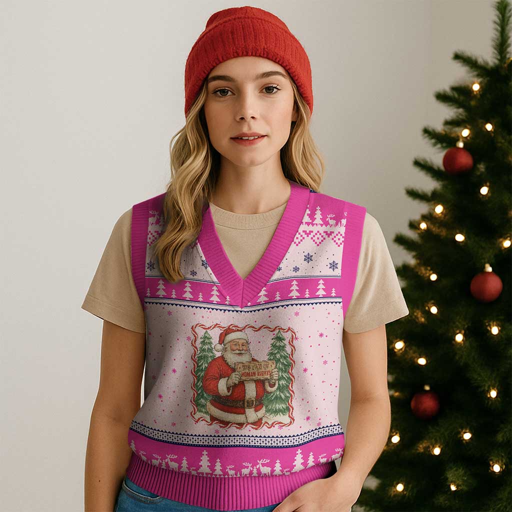 Xmas Gift For Big Fans Of Human Rights And Activism V-Neck Knit Sweater Vest TS12 Hot Pink Print Your Wear