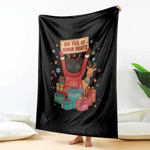 Cute Santa Cat Big Fan Of Human Rights Throw Blanket Christmas Supporters TS12 Print Your Wear