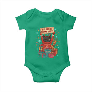 Cute Santa Cat Big Fan Of Human Rights Baby Onesie Christmas Supporters TS12 Irish Green Print Your Wear