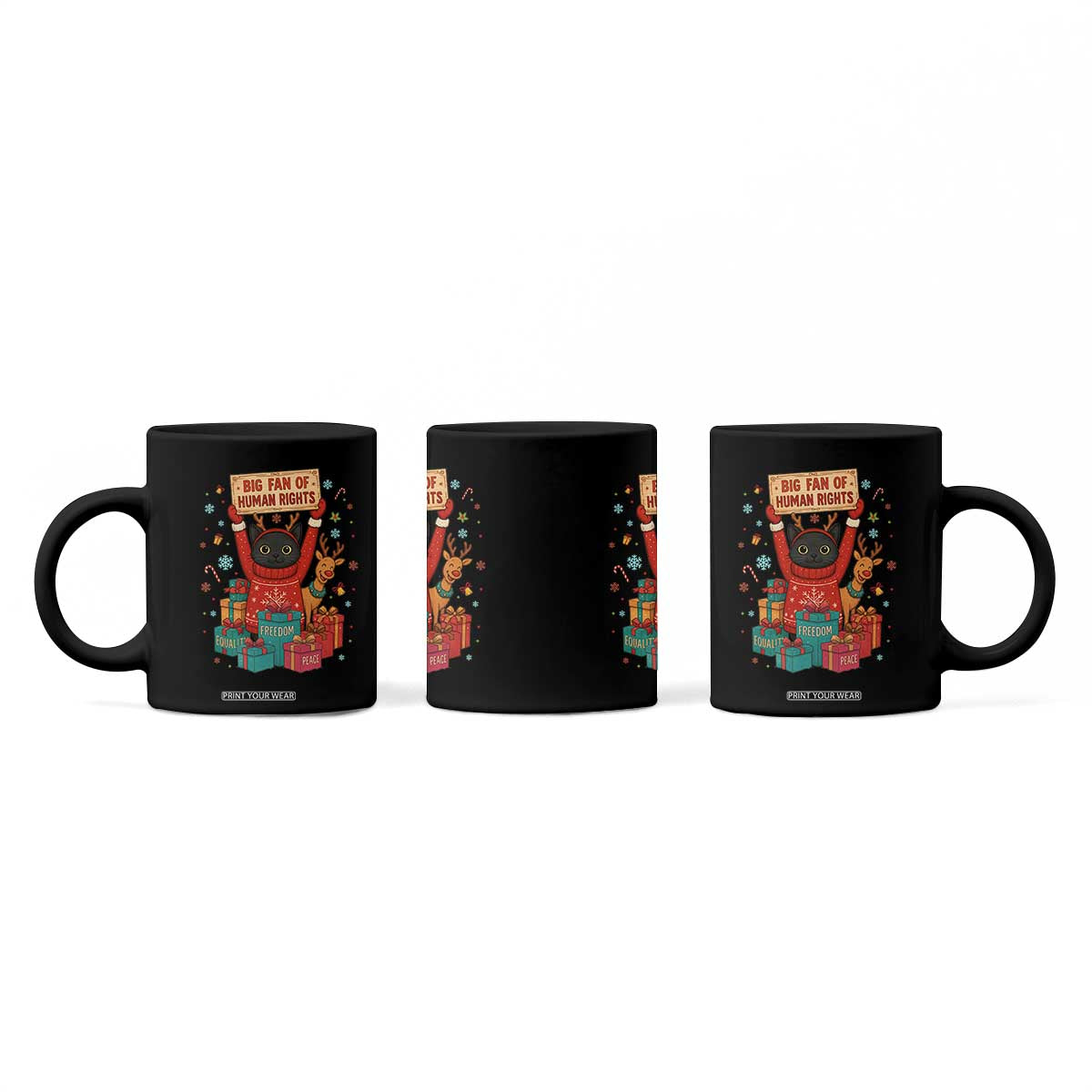 Cute Santa Cat Big Fan Of Human Rights Coffee Mug Christmas Supporters TS12 Print Your Wear
