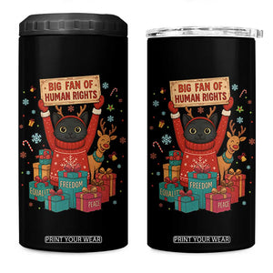 Cute Santa Cat Big Fan Of Human Rights 4 in 1 Can Cooler Tumbler Christmas Supporters TS12 One Size: 16 oz Black Print Your Wear