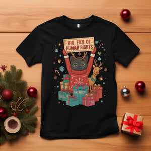 Cute Santa Cat Big Fan Of Human Rights T Shirt Christmas Supporters TS12 Black Print Your Wear