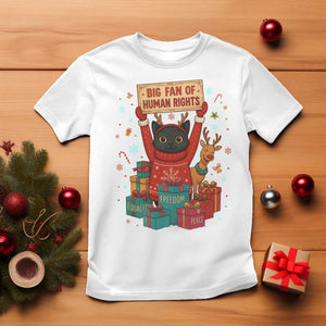 Cute Santa Cat Big Fan Of Human Rights T Shirt Christmas Supporters TS12 White Print Your Wear