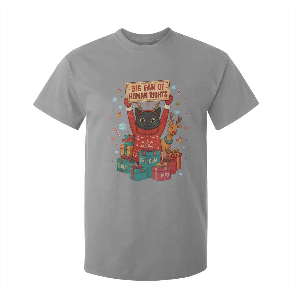 Cute Santa Cat Big Fan Of Human Rights T Shirt For Kid Christmas Supporters TS12 Sport Gray Print Your Wear