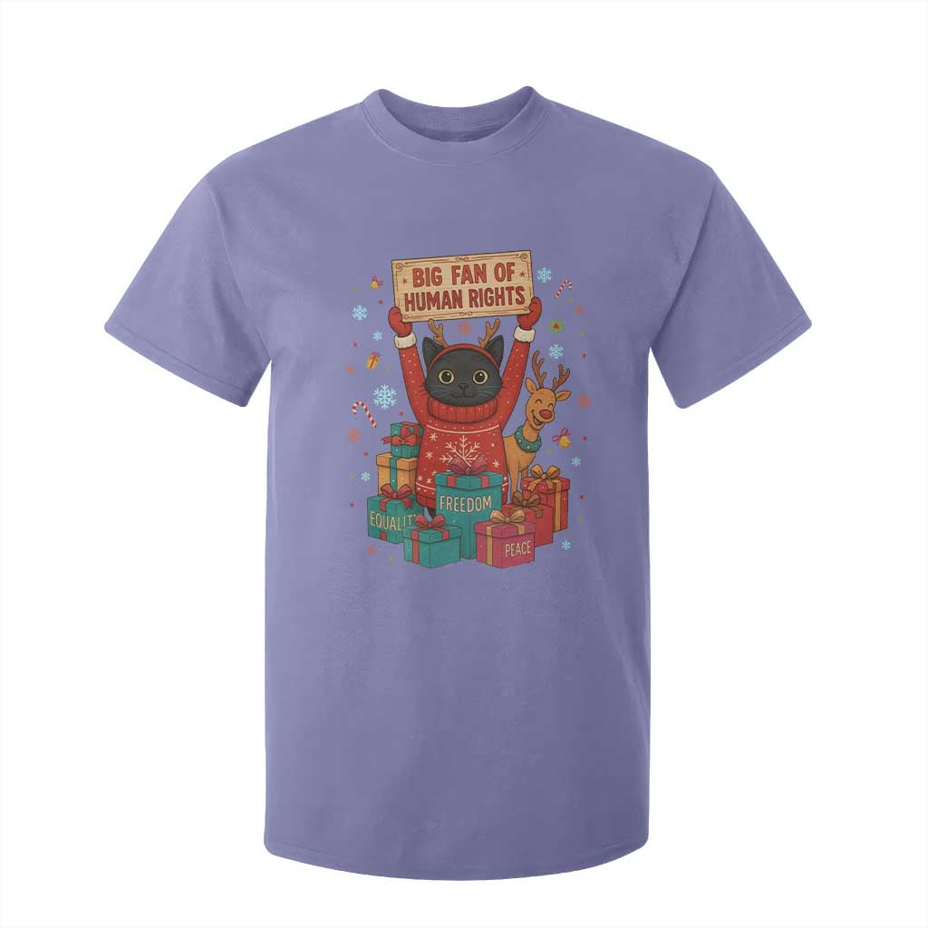 Cute Santa Cat Big Fan Of Human Rights T Shirt For Kid Christmas Supporters TS12 Violet Print Your Wear