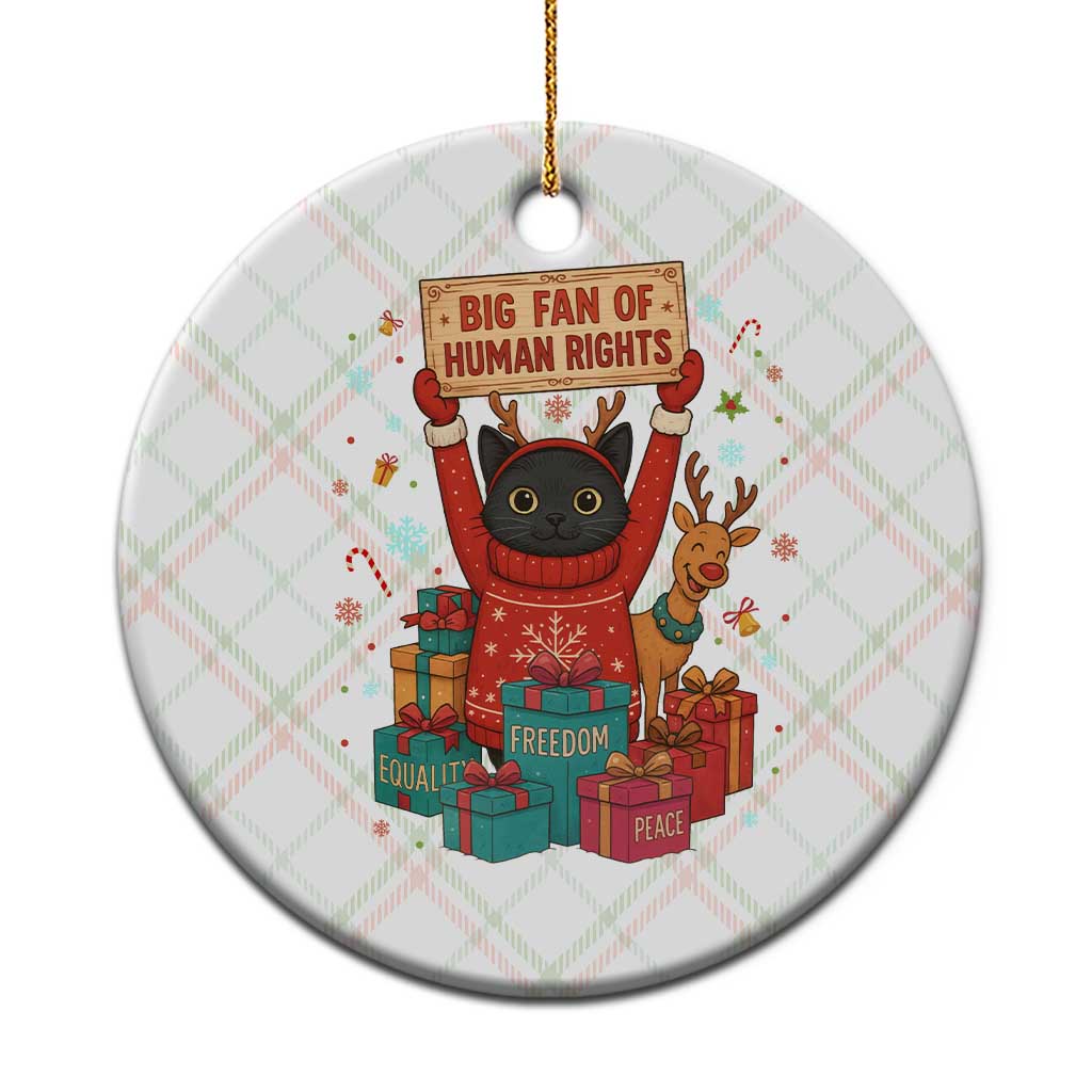 Cute Santa Cat Big Fan Of Human Rights Ceramic Ornament Christmas Supporters TS12 1pc Christmas Plaid Print Your Wear