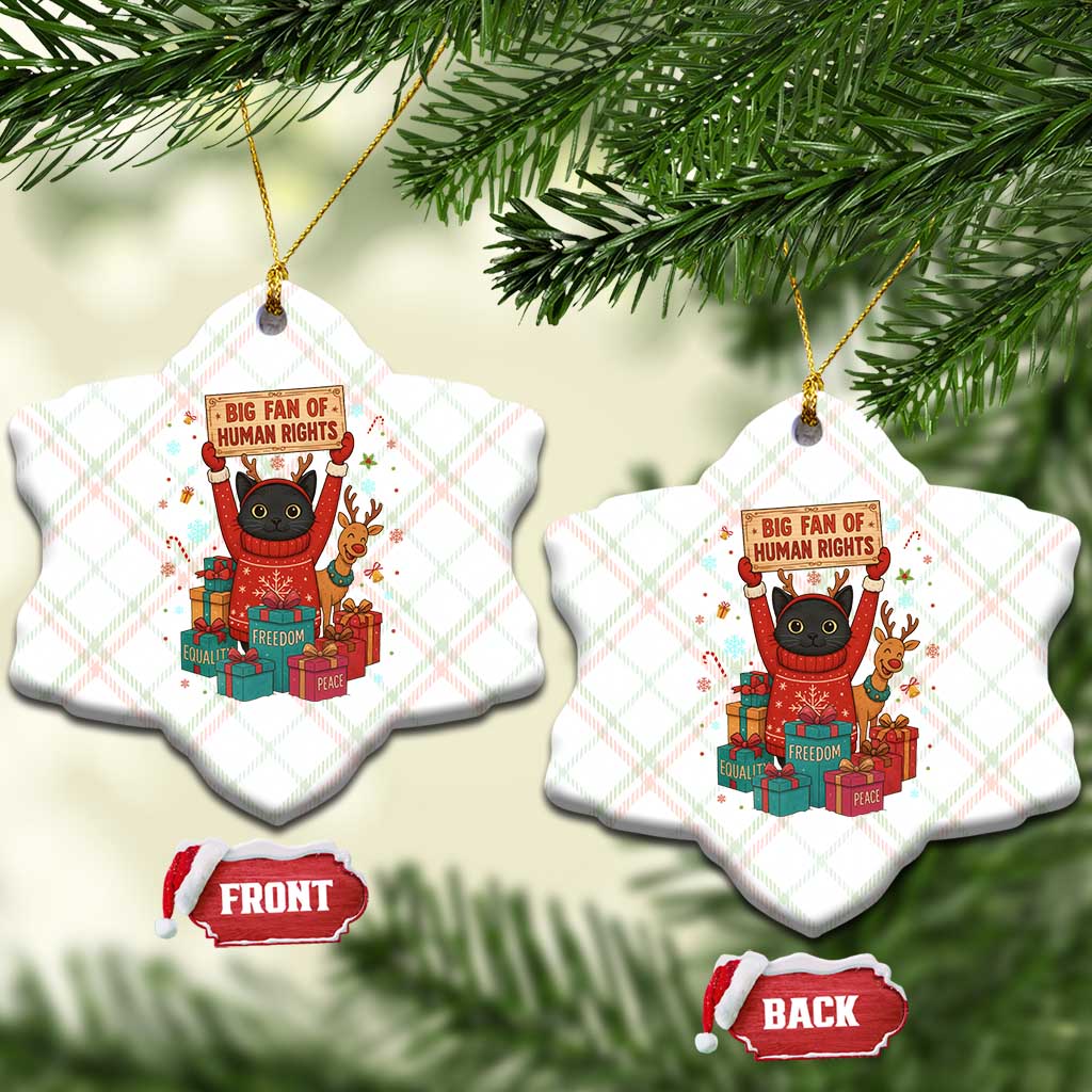 Cute Santa Cat Big Fan Of Human Rights Ceramic Ornament Christmas Supporters TS12 Print Your Wear