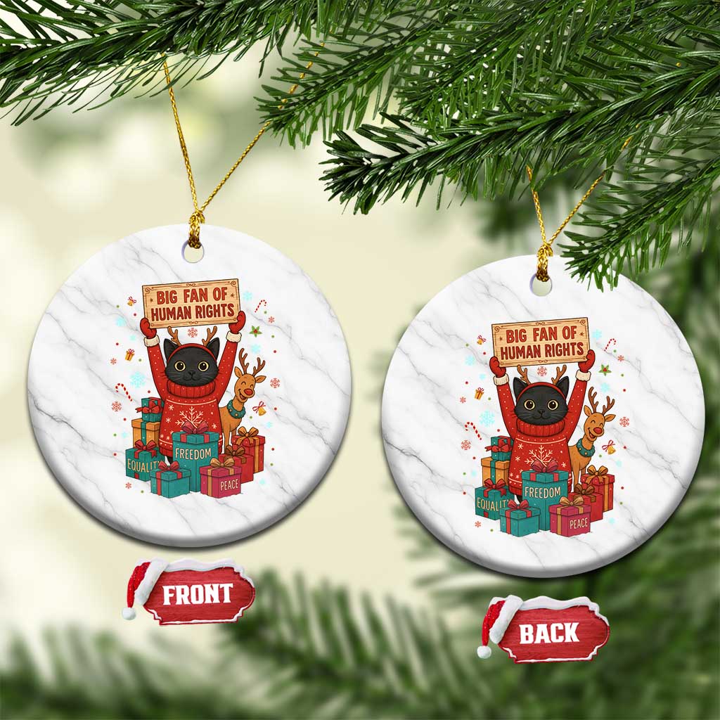 Cute Santa Cat Big Fan Of Human Rights Ceramic Ornament Christmas Supporters TS12 1pc White Marble Print Your Wear