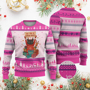 Cute Santa Cat Big Fan Of Human Rights Ugly Christmas Sweater Xmas Supporters TS12 Hot Pink Print Your Wear