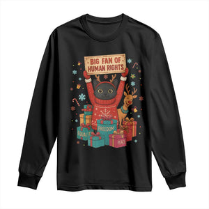 Cute Santa Cat Big Fan Of Human Rights Long Sleeve Shirt Christmas Supporters TS12 Black Print Your Wear