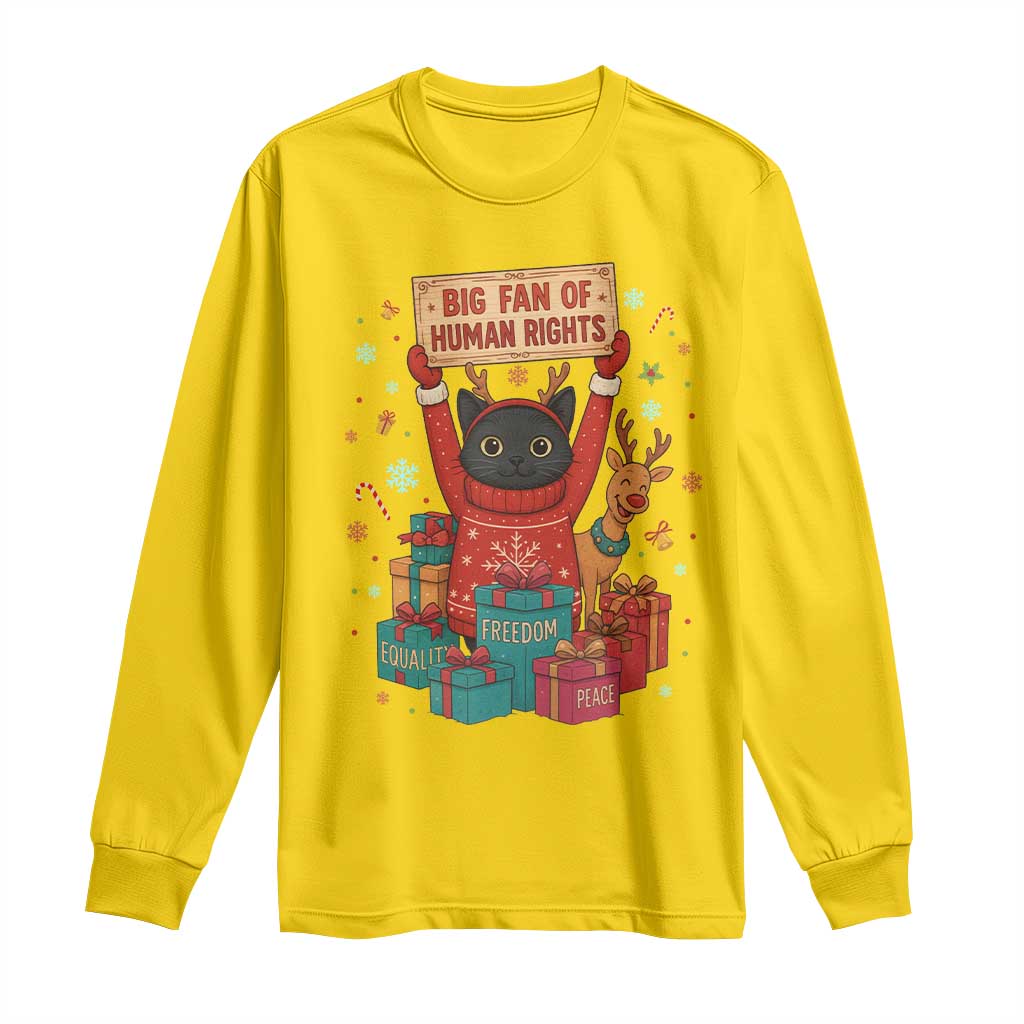 Cute Santa Cat Big Fan Of Human Rights Long Sleeve Shirt Christmas Supporters TS12 Daisy Print Your Wear