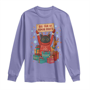 Cute Santa Cat Big Fan Of Human Rights Long Sleeve Shirt Christmas Supporters TS12 Violet Print Your Wear