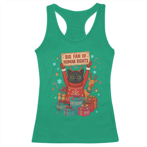 Cute Santa Cat Big Fan Of Human Rights Racerback Tank Top Christmas Supporters TS12 Irish Green Print Your Wear