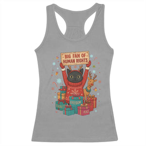 Cute Santa Cat Big Fan Of Human Rights Racerback Tank Top Christmas Supporters TS12 Sport Gray Print Your Wear