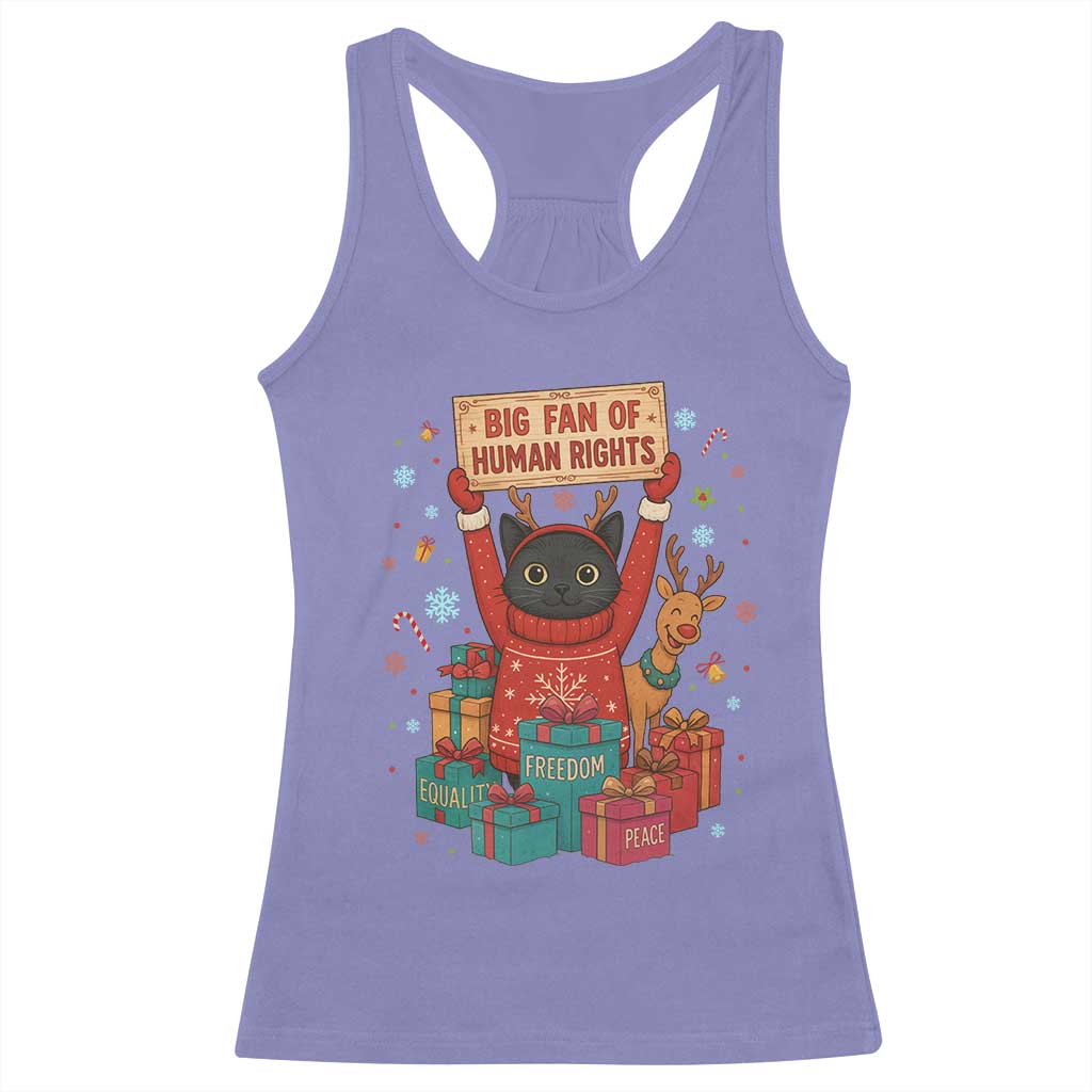Cute Santa Cat Big Fan Of Human Rights Racerback Tank Top Christmas Supporters TS12 Violet Print Your Wear