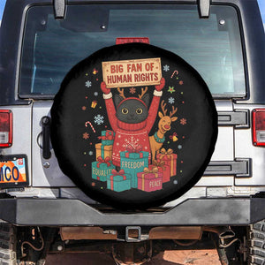 Cute Santa Cat Big Fan Of Human Rights Spare Tire Cover Christmas Supporters TS12 No hole Black Print Your Wear