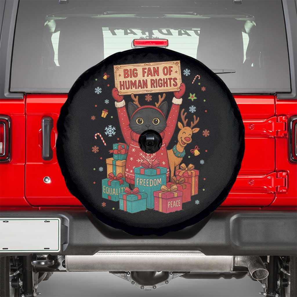 Cute Santa Cat Big Fan Of Human Rights Spare Tire Cover Christmas Supporters TS12 Black Print Your Wear