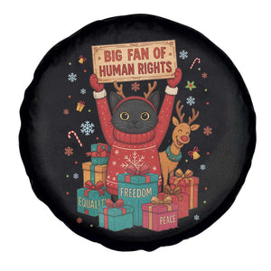 Cute Santa Cat Big Fan Of Human Rights Spare Tire Cover Christmas Supporters TS12 Print Your Wear