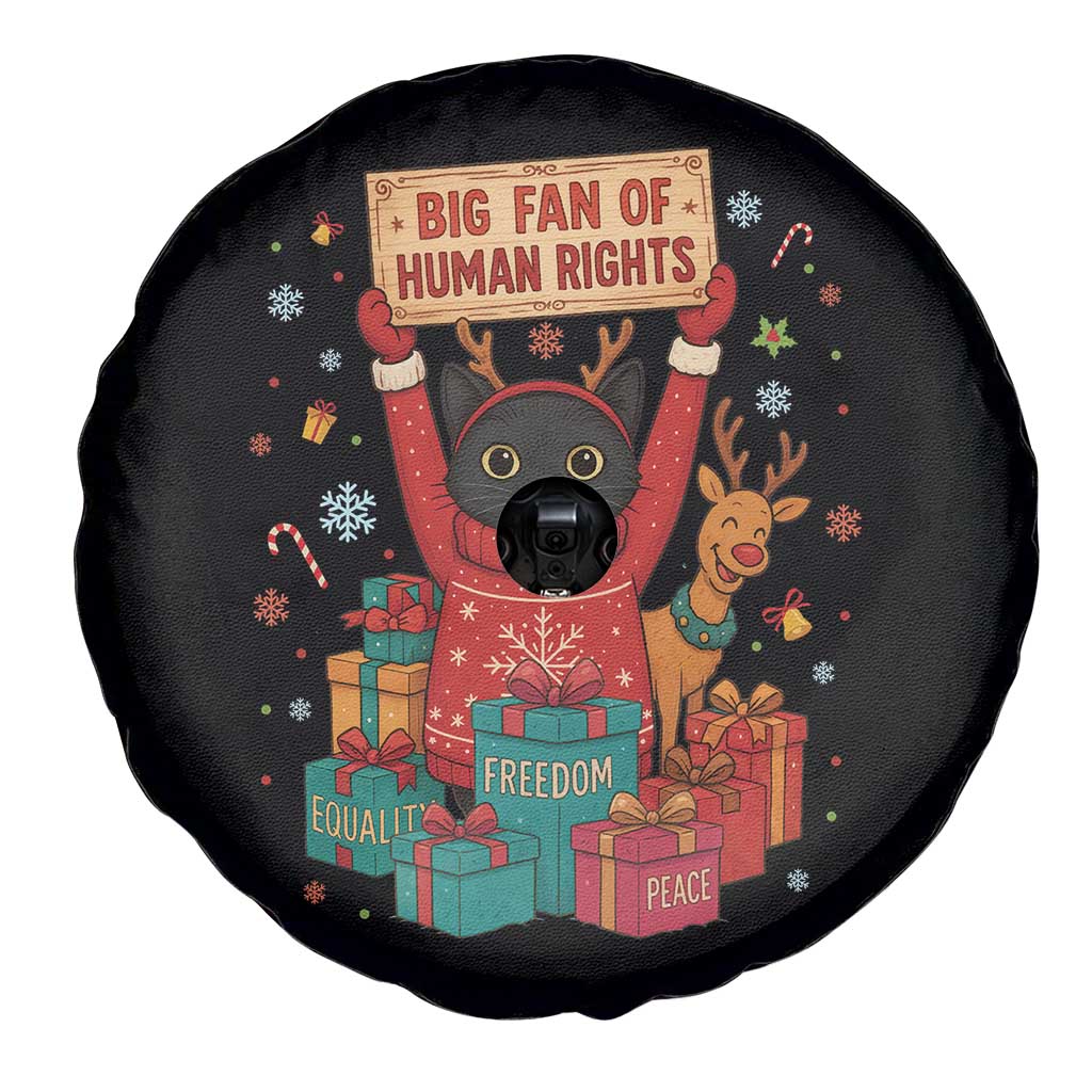 Cute Santa Cat Big Fan Of Human Rights Spare Tire Cover Christmas Supporters TS12 Print Your Wear