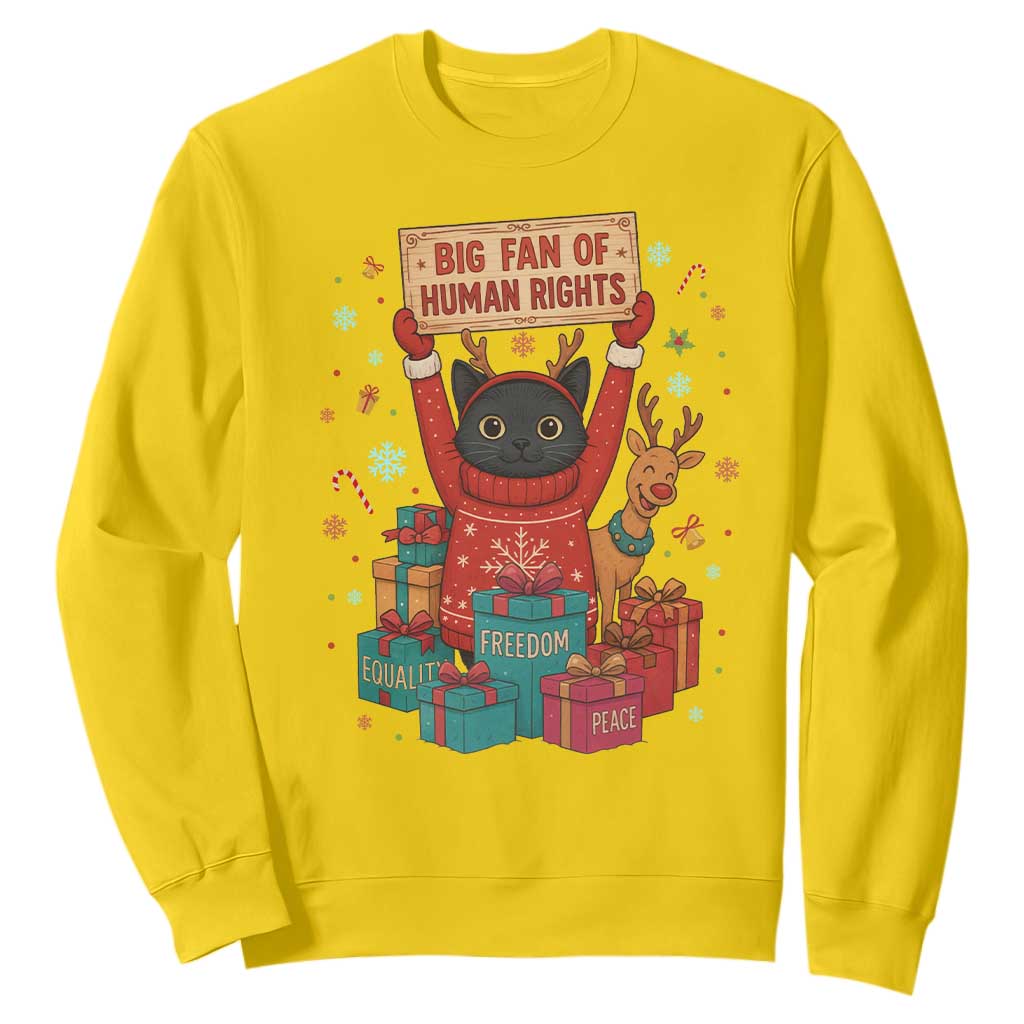 Cute Santa Cat Big Fan Of Human Rights Sweatshirt Christmas Supporters TS12 Daisy Print Your Wear
