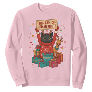 Cute Santa Cat Big Fan Of Human Rights Sweatshirt Christmas Supporters TS12 Light Pink Print Your Wear