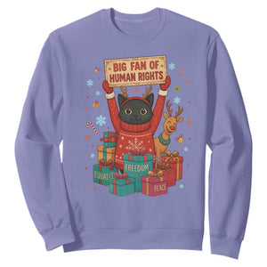 Cute Santa Cat Big Fan Of Human Rights Sweatshirt Christmas Supporters TS12 Violet Print Your Wear