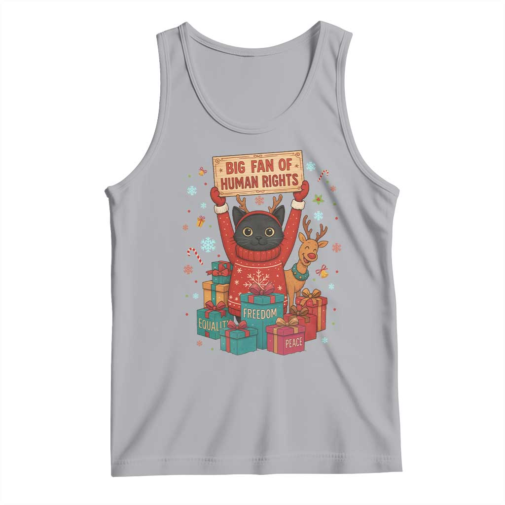 Cute Santa Cat Big Fan Of Human Rights Tank Top Christmas Supporters TS12 Athletic Heather Print Your Wear