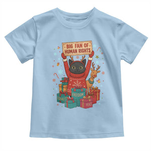 Cute Santa Cat Big Fan Of Human Rights Toddler T Shirt Christmas Supporters TS12 Light Blue Print Your Wear