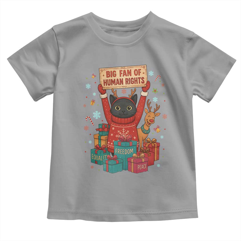 Cute Santa Cat Big Fan Of Human Rights Toddler T Shirt Christmas Supporters TS12 Sport Gray Print Your Wear