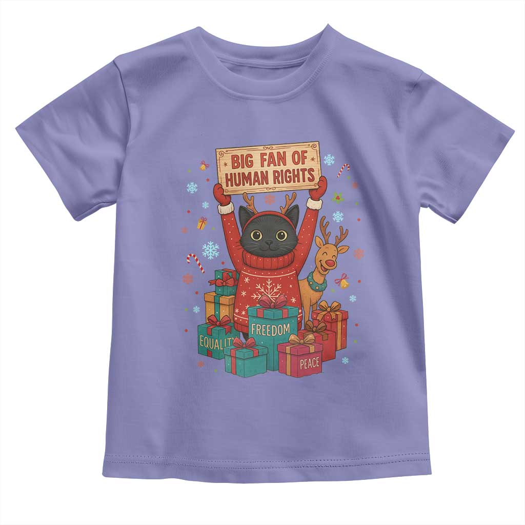 Cute Santa Cat Big Fan Of Human Rights Toddler T Shirt Christmas Supporters TS12 Violet Print Your Wear