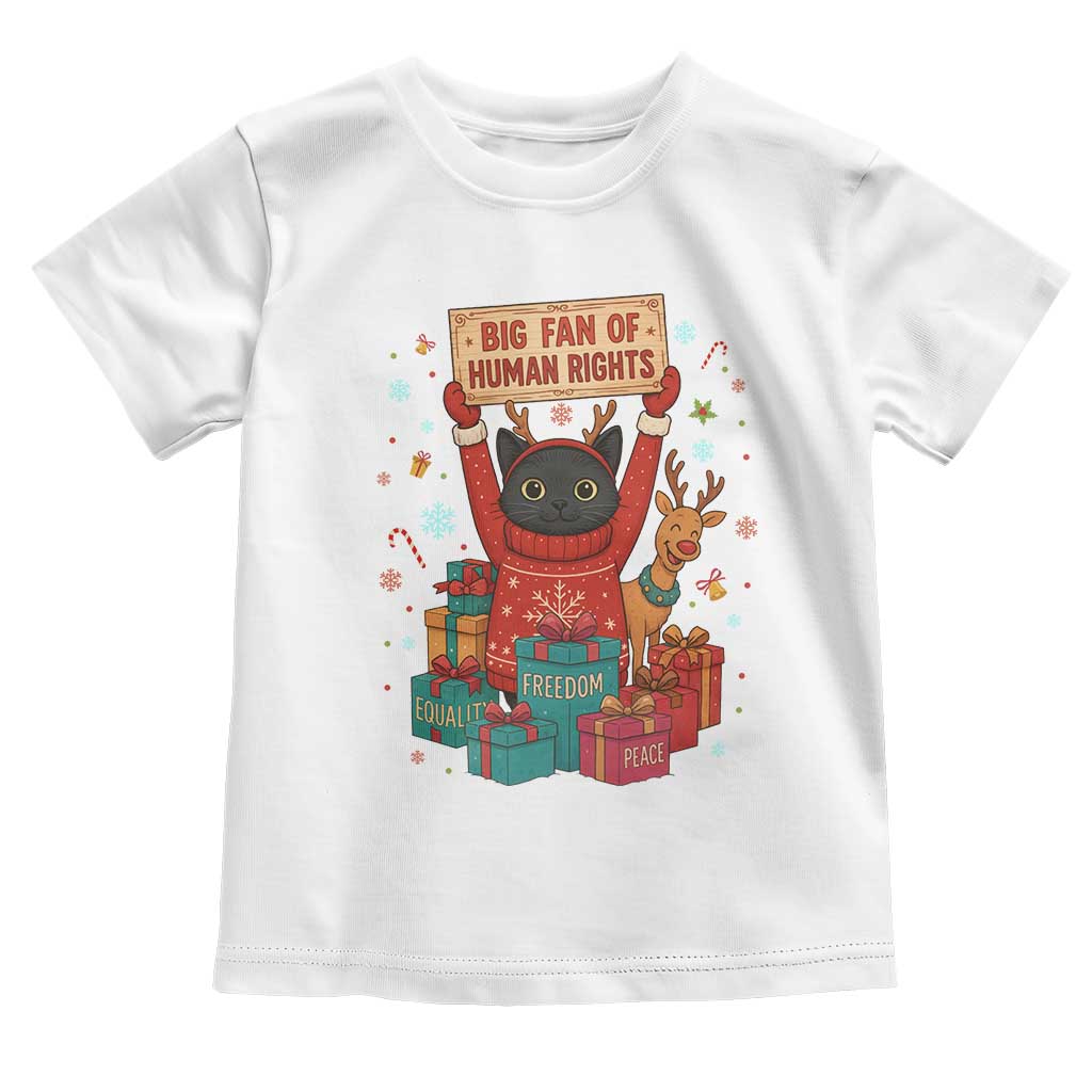 Cute Santa Cat Big Fan Of Human Rights Toddler T Shirt Christmas Supporters TS12 White Print Your Wear