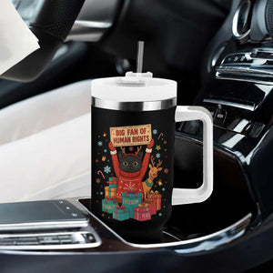 Cute Santa Cat Big Fan Of Human Rights Tumbler With Handle Christmas Supporters TS12 Print Your Wear