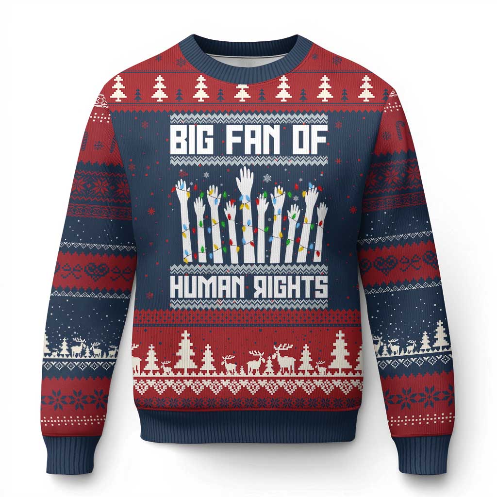 Big Fan Of Human Rights Equality Supporters Ugly Christmas Sweater Xmas Gift TS12 Navy Red Print Your Wear